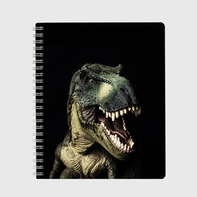 Тетрадь с принтом Динозавр T-Rex в Кировске, 100% бумага | 48 листов, плотность листов — 60 г/м2, плотность картонной обложки — 250 г/м2. Листы скреплены сбоку удобной пружинной спиралью. Уголки страниц и обложки скругленные. Цвет линий — светло-серый
 | Тематика изображения на принте: dino | dinosauria | t rex | ti rex | дино | динозавр | парк юрского | т рекс | ти рекс | чудовище | юрский период | ящер | ящерица