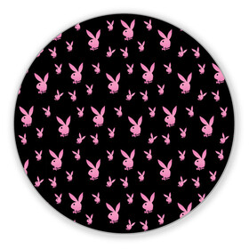 Коврик для мышки круглый с принтом Playboy в Кировске, резина и полиэстер | круглая форма, изображение наносится на всю лицевую часть | bunny | erotic | hefner | hugh | magazine | playboy | журнал | зайка | кролик | плейбой | хефнер | ххх | хью