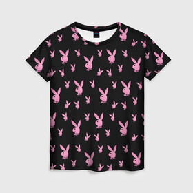 Женская футболка 3D с принтом Playboy в Кировске, 100% полиэфир ( синтетическое хлопкоподобное полотно) | прямой крой, круглый вырез горловины, длина до линии бедер | bunny | erotic | hefner | hugh | magazine | playboy | журнал | зайка | кролик | плейбой | хефнер | ххх | хью