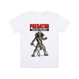 Детская футболка хлопок с принтом Predator: Hunting Grounds в Кировске, 100% хлопок | круглый вырез горловины, полуприлегающий силуэт, длина до линии бедер | game | gamer | predator: hunting grounds | игра | шутер