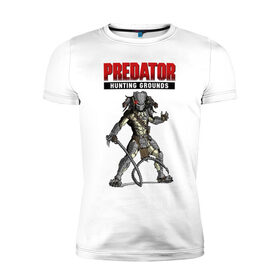 Мужская футболка премиум с принтом Predator: Hunting Grounds в Кировске, 92% хлопок, 8% лайкра | приталенный силуэт, круглый вырез ворота, длина до линии бедра, короткий рукав | game | gamer | predator: hunting grounds | игра | шутер