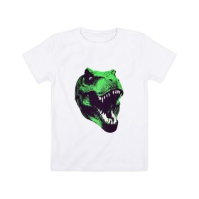 Детская футболка хлопок с принтом Голова динозавра в Кировске, 100% хлопок | круглый вырез горловины, полуприлегающий силуэт, длина до линии бедер | dino | голова динозавра | динозавр | животные | монстр