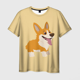 Мужская футболка 3D с принтом Корги в Кировске, 100% полиэфир | прямой крой, круглый вырез горловины, длина до линии бедер | corgi | кинолог | корги | пёс | рыжая | рыжая собака | собака | собакен | собачка | собачница | собачуха | собичник
