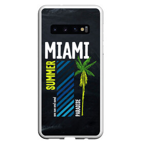 Чехол для Samsung Galaxy S10 с принтом Summer Miami в Кировске, Силикон | Область печати: задняя сторона чехла, без боковых панелей | Тематика изображения на принте: paradise | summer | летняя | лето | майами | маями | пальмы | рай