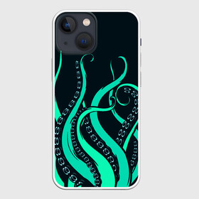 Чехол для iPhone 13 mini с принтом Щупальца осьминога в Кировске,  |  | бирюза | вода | волны | животные | зверь | лапы | монстр | море | морской | неоновый | океан | осьминог | природа | пузыри | рисунок | рыба | рыбалка | узор | щупальца | яркий