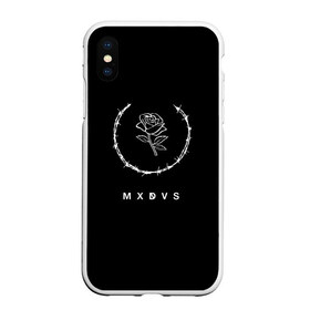 Чехол для iPhone XS Max матовый с принтом MXDVS в Кировске, Силикон | Область печати: задняя сторона чехла, без боковых панелей | +32 | 32 | logo | mxdvs | бренд | бренд mxdvs | бренловые картинки | лого | лого mxdvs | логотип | логотип mxdvs | мхдвс | прикольные картинки | роза | шипы