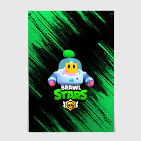 Постер с принтом BRAWL STARS SPROUT в Кировске, 100% бумага
 | бумага, плотность 150 мг. Матовая, но за счет высокого коэффициента гладкости имеет небольшой блеск и дает на свету блики, но в отличии от глянцевой бумаги не покрыта лаком | brawl | brawl stars | brawl stars sprout | clash | sprout | бравл старс | игра | мобильные игры | спраут