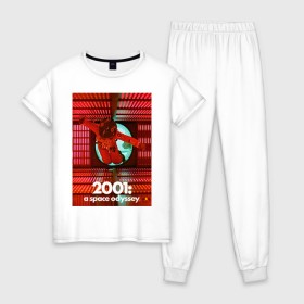 Женская пижама хлопок с принтом HAL shutdown в Кировске, 100% хлопок | брюки и футболка прямого кроя, без карманов, на брюках мягкая резинка на поясе и по низу штанин | Тематика изображения на принте: 