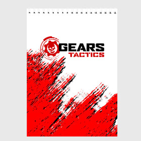 Скетчбук с принтом GEARS TACTICS в Кировске, 100% бумага
 | 48 листов, плотность листов — 100 г/м2, плотность картонной обложки — 250 г/м2. Листы скреплены сверху удобной пружинной спиралью | Тематика изображения на принте: game | gears | gears of war | gears tactics | игра | стратегия | шестерёнки