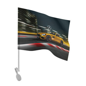 Флаг для автомобиля с принтом Night в Кировске, 100% полиэстер | Размер: 30*21 см | amg | car | city | germany | mercedes | night | power | prestige | road | speed | автомобиль | германия | город | дорога | мерседес | мощь | ночь | престиж | скорость