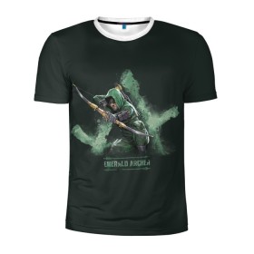 Мужская футболка 3D спортивная с принтом Emerald Archer в Кировске, 100% полиэстер с улучшенными характеристиками | приталенный силуэт, круглая горловина, широкие плечи, сужается к линии бедра | arrow | oliver queen | vdzabma | оливер куинн | стрела
