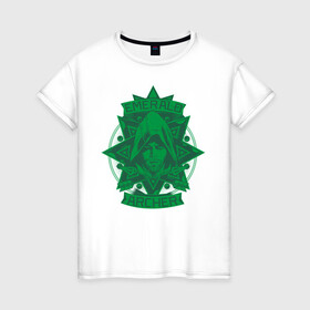Женская футболка хлопок с принтом Emerald Archer в Кировске, 100% хлопок | прямой крой, круглый вырез горловины, длина до линии бедер, слегка спущенное плечо | arrow | oliver queen | vdzabma | оливер куинн | стрела