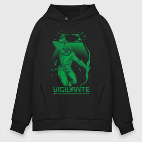 Мужское худи Oversize хлопок с принтом Vigilante в Кировске, френч-терри — 70% хлопок, 30% полиэстер. Мягкий теплый начес внутри —100% хлопок | боковые карманы, эластичные манжеты и нижняя кромка, капюшон на магнитной кнопке | Тематика изображения на принте: arrow | oliver queen | vdzabma | оливер куинн | стрела