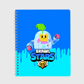 Тетрадь с принтом Brawl Stars SPROUT в Кировске, 100% бумага | 48 листов, плотность листов — 60 г/м2, плотность картонной обложки — 250 г/м2. Листы скреплены сбоку удобной пружинной спиралью. Уголки страниц и обложки скругленные. Цвет линий — светло-серый
 | bibi | brawl stars | crow | leon | leon shark | max | mecha crow | mr.p | sally leon | shark | sprout | virus 8 bit | берли | биби | бравл старс | вирус 8 бит | ворон | леон | макс | мешха кров | оборотень | спроут | сэли леон