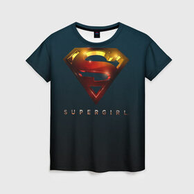 Женская футболка 3D с принтом Supergirl Logo в Кировске, 100% полиэфир ( синтетическое хлопкоподобное полотно) | прямой крой, круглый вырез горловины, длина до линии бедер | supergirl | vdzabma | супергерл