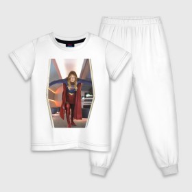 Детская пижама хлопок с принтом Supergirl в Кировске, 100% хлопок |  брюки и футболка прямого кроя, без карманов, на брюках мягкая резинка на поясе и по низу штанин
 | kara danvers | supergirl | vdzabma | кара дэнверс | супергерл