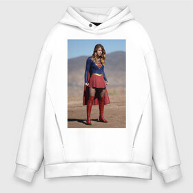 Мужское худи Oversize хлопок с принтом Supergirl в Кировске, френч-терри — 70% хлопок, 30% полиэстер. Мягкий теплый начес внутри —100% хлопок | боковые карманы, эластичные манжеты и нижняя кромка, капюшон на магнитной кнопке | Тематика изображения на принте: kara danvers | supergirl | vdzabma | кара дэнверс | супергерл