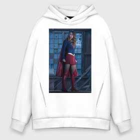 Мужское худи Oversize хлопок с принтом Supergirl в Кировске, френч-терри — 70% хлопок, 30% полиэстер. Мягкий теплый начес внутри —100% хлопок | боковые карманы, эластичные манжеты и нижняя кромка, капюшон на магнитной кнопке | Тематика изображения на принте: kara danvers | supergirl | vdzabma | кара дэнверс | супергерл