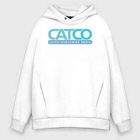 Мужское худи Oversize хлопок с принтом CatCo в Кировске, френч-терри — 70% хлопок, 30% полиэстер. Мягкий теплый начес внутри —100% хлопок | боковые карманы, эластичные манжеты и нижняя кромка, капюшон на магнитной кнопке | catco | supergirl | vdzabma | кэтко | супергерл