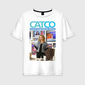 Женская футболка хлопок Oversize с принтом CatCo в Кировске, 100% хлопок | свободный крой, круглый ворот, спущенный рукав, длина до линии бедер
 | catco | supergirl | vdzabma | кэтко | супергерл