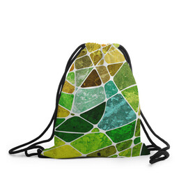 Рюкзак-мешок 3D с принтом Мозаика в Кировске, 100% полиэстер | плотность ткани — 200 г/м2, размер — 35 х 45 см; лямки — толстые шнурки, застежка на шнуровке, без карманов и подкладки | бирюзовый | зелёный | мозаика | синий | стекло