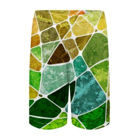 Детские спортивные шорты 3D с принтом Мозаика в Кировске,  100% полиэстер
 | пояс оформлен широкой мягкой резинкой, ткань тянется
 | бирюзовый | зелёный | мозаика | синий | стекло