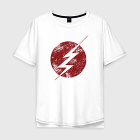 Мужская футболка хлопок Oversize с принтом The Flash logo в Кировске, 100% хлопок | свободный крой, круглый ворот, “спинка” длиннее передней части | the flash | vdzabma | флэш