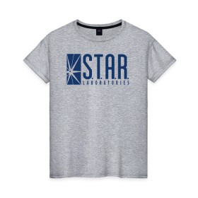 Женская футболка хлопок с принтом S.T.A.R. Labs в Кировске, 100% хлопок | прямой крой, круглый вырез горловины, длина до линии бедер, слегка спущенное плечо | the flash | vdzabma | флэш