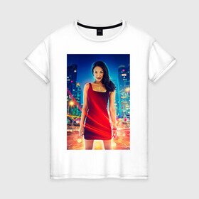 Женская футболка хлопок с принтом The Flash в Кировске, 100% хлопок | прямой крой, круглый вырез горловины, длина до линии бедер, слегка спущенное плечо | iris west | the flash | vdzabma | айрис уэст | флэш