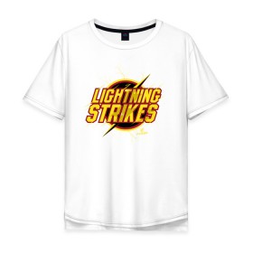 Мужская футболка хлопок Oversize с принтом Lightning Strikes в Кировске, 100% хлопок | свободный крой, круглый ворот, “спинка” длиннее передней части | the flash | vdzabma | флэш