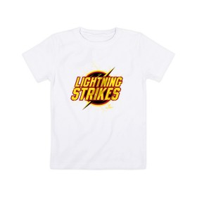 Детская футболка хлопок с принтом Lightning Strikes в Кировске, 100% хлопок | круглый вырез горловины, полуприлегающий силуэт, длина до линии бедер | Тематика изображения на принте: the flash | vdzabma | флэш