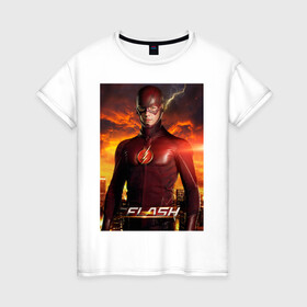 Женская футболка хлопок с принтом The Flash в Кировске, 100% хлопок | прямой крой, круглый вырез горловины, длина до линии бедер, слегка спущенное плечо | barry allen | the flash | vdzabma | барри аллен | флэш