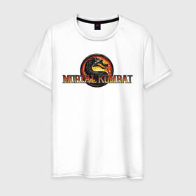 Мужская футболка хлопок с принтом Mortal Kombat в Кировске, 100% хлопок | прямой крой, круглый вырез горловины, длина до линии бедер, слегка спущенное плечо. | logo | mortal kombat | vdkarsve | логотип | мк 9 | мортал комбат