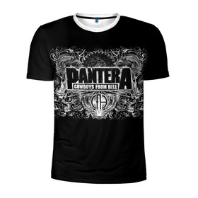 Мужская футболка 3D спортивная с принтом PANTERA. в Кировске, 100% полиэстер с улучшенными характеристиками | приталенный силуэт, круглая горловина, широкие плечи, сужается к линии бедра | pantera | американская метал группа | грув метал | группа | музыка | пантера | рок | рок группа