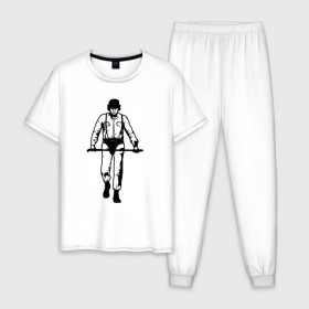 Мужская пижама хлопок с принтом Заводной апельсин в Кировске, 100% хлопок | брюки и футболка прямого кроя, без карманов, на брюках мягкая резинка на поясе и по низу штанин
 | 