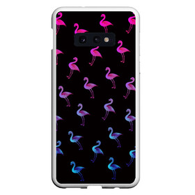 Чехол для Samsung S10E с принтом Фламинго в Кировске, Силикон | Область печати: задняя сторона чехла, без боковых панелей | крылья | лапы | пернатый | перо | перья | птица | птицы | птичка | розовый | розовый фламинго | фламинго | черный