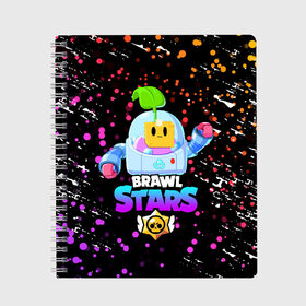 Тетрадь с принтом BRAWL STARS SPROUT в Кировске, 100% бумага | 48 листов, плотность листов — 60 г/м2, плотность картонной обложки — 250 г/м2. Листы скреплены сбоку удобной пружинной спиралью. Уголки страниц и обложки скругленные. Цвет линий — светло-серый
 | 8 bit | brawl stars | brawl stars sprout | crow | leon shark | max | mr.p | sally leon | shark | sprout | tara | werewolf leon | берли | бравл старс | ворон | макс | оборотень | спроут | тара