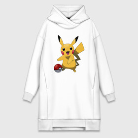 Платье-худи хлопок с принтом Пикачу в Кировске,  |  | pikachu | pokemon | аниме | зверек | мультик | мультфильм | пика | пикачу | покемон | покемоны