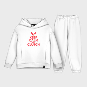 Детский костюм хлопок Oversize с принтом KEEP CALM CLUTCH в Кировске,  |  | breach | cs go | cypher | jett | league of legends | legends of runeterra | lol | omen | overwatch | phoenix | riot | riot games | sage | sona | sova | valorant | viper | валорант | кс го | лига легенд | лол