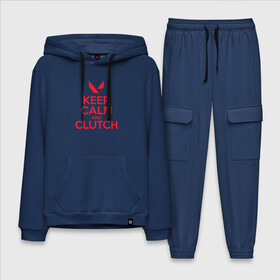 Мужской костюм хлопок с толстовкой с принтом KEEP CALM CLUTCH в Кировске,  |  | breach | cs go | cypher | jett | league of legends | legends of runeterra | lol | omen | overwatch | phoenix | riot | riot games | sage | sona | sova | valorant | viper | валорант | кс го | лига легенд | лол