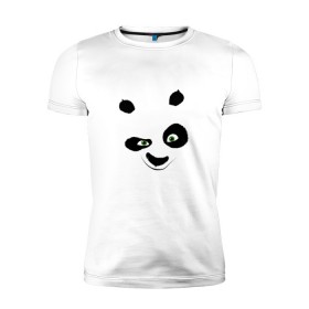 Мужская футболка премиум с принтом кунг фу панда морда в Кировске, 92% хлопок, 8% лайкра | приталенный силуэт, круглый вырез ворота, длина до линии бедра, короткий рукав | 