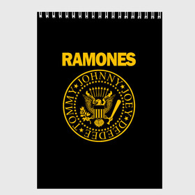 Скетчбук с принтом RAMONES в Кировске, 100% бумага
 | 48 листов, плотность листов — 100 г/м2, плотность картонной обложки — 250 г/м2. Листы скреплены сверху удобной пружинной спиралью | Тематика изображения на принте: america | ramones | rock | usa | америка | джонни рамон | джоуи рамон | ди ди рамон | клем бурк | кристофер уорд | марки рамон | рамоунз | ричи рамон | рок | сша | томми рамон