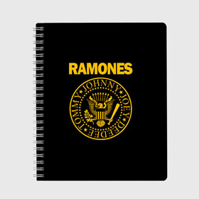 Тетрадь с принтом RAMONES в Кировске, 100% бумага | 48 листов, плотность листов — 60 г/м2, плотность картонной обложки — 250 г/м2. Листы скреплены сбоку удобной пружинной спиралью. Уголки страниц и обложки скругленные. Цвет линий — светло-серый
 | Тематика изображения на принте: america | ramones | rock | usa | америка | джонни рамон | джоуи рамон | ди ди рамон | клем бурк | кристофер уорд | марки рамон | рамоунз | ричи рамон | рок | сша | томми рамон