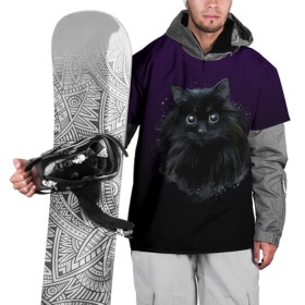 Накидка на куртку 3D с принтом черный кот на фиолетовом фоне в Кировске, 100% полиэстер |  | Тематика изображения на принте: акварель | глаза | клево | котейка | котенок | котик | котэ | кошак | кошка | красиво | любителю кошек | модно | мяу | подарок | пушистый | рисунок | стильно | темный | черный кот | шерсть