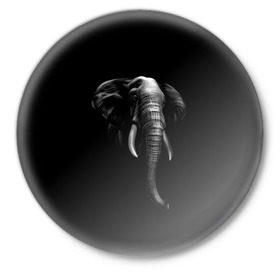Значок с принтом Слон в Кировске,  металл | круглая форма, металлическая застежка в виде булавки | арт | животные | звери | слон | слоны