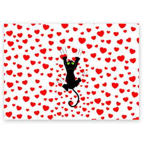 Поздравительная открытка с принтом Котейка в Кировске, 100% бумага | плотность бумаги 280 г/м2, матовая, на обратной стороне линовка и место для марки
 | animal | cat | love | животное | животные | кот | котенок | кошка | любовь | сердечки | хвост | черная