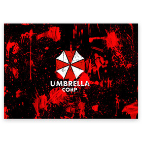 Поздравительная открытка с принтом UMBRELLA в Кировске, 100% бумага | плотность бумаги 280 г/м2, матовая, на обратной стороне линовка и место для марки
 | biohazard | blood | coronavirus | evil | monster | resident evil | umbrella | virus | абстракция | амбрелла | вирус | игра | коронавирус | кровь | логотип | монстр | опасность | пандемия