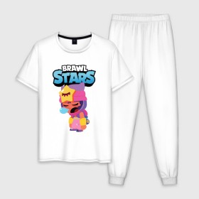 Мужская пижама хлопок с принтом Sandy Brawl Stars в Кировске, 100% хлопок | брюки и футболка прямого кроя, без карманов, на брюках мягкая резинка на поясе и по низу штанин
 | 