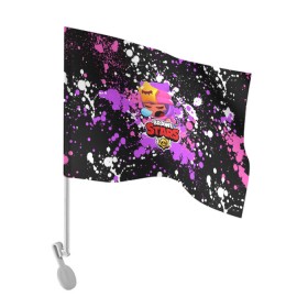 Флаг для автомобиля с принтом BRAWL STARS SANDY в Кировске, 100% полиэстер | Размер: 30*21 см | brawl stars sandy | leon | sndy | stars | бравл старс | бравл старс игра | бравл старс сенди | леон | сэнди | тай дай | фиолетовый brawl stars | фиолетовый бравл старс