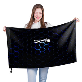 Флаг 3D с принтом CRYSIS в Кировске, 100% полиэстер | плотность ткани — 95 г/м2, размер — 67 х 109 см. Принт наносится с одной стороны | action | crysis | cryteck | броня | кризис | шутер